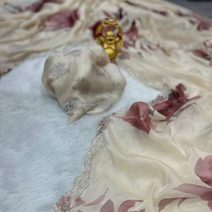 Fabuleux concepteur indien nouveau modèle d'impression numérique Saree avec espace soie et travail Jarkhan - Product Image 1