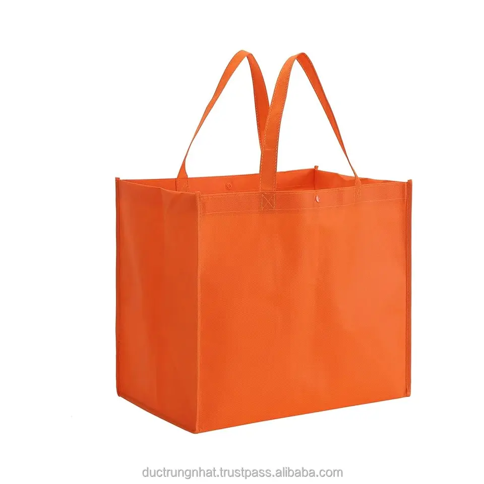 حقيبة تسوق للبيع بالجملة قابلة لإعادة الاستخدام بشعار RPET PP حقيبة تسوق Tote منسوجة وقابلة للطي مع حجيرة حقائب فيتنامية