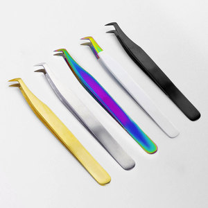 Pinzas de pestañas de acero inoxidable con logotipo personalizado, pinzas de Color blanco de nueva calidad, extensiones de pestañas, Etiqueta Privada, respetuosas con el medio ambiente - Product Image 4