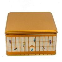 Boîte de rangement en métal avec illustration de cage à oiseaux vintage Kontensan ER0281N 198x198x100mm avec une capacité de 3,7L, oiseaux colorés, fabriqué en Turquie