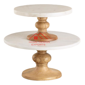 แท่นวางเค้กหินอ่อนหินอ่อนสำหรับแสดงเค้กหินอ่อนสี Wqhite บริสุทธิ์ - Product Image 6