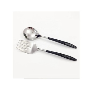 Service à salade en acier inoxydable de haute qualité avec poignée en laiton décoratif outil à salade en acier mains à salade couverts en métal cuillère fourchette - Product Image 6