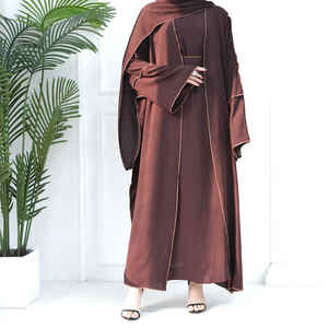 Abaya longue en soie anti-plis de Dubaï, style vintage, haute qualité, faite à la main, pour femmes musulmanes, idéale pour la prière - Product Image 3