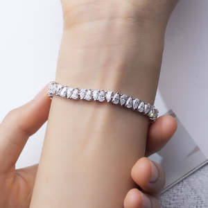 Chapado en plata Hiphop joyería en forma de lágrima moissanite diamante tenis pulsera Iced Out Cubic Zirconia pulsera de tenis para mujer - Product Image 1