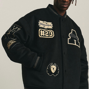 Chaqueta Universitaria de Béisbol Personalizada 2025 con Mangas de Cuero y Logotipo Bordado en Chenilla, Venta al por Mayor, MOQ Bajo, Buen Precio - Product Image 2