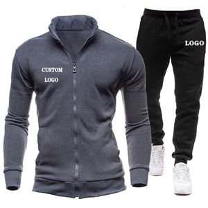 ชุดวอร์มมีฮู้ดและซิปสำหรับผู้ชาย,ชุดวอร์มกางเกงกีฬา2ชิ้นออกแบบโลโก้ได้ตามต้องการ - Product Image 1