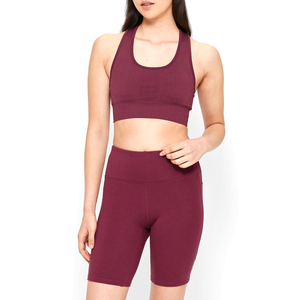 Service OEM Logo personnalisé 2 pièces Yoga femmes Biker ensemble/femmes course à pied Gym Fitness entraînement sport soutien-gorge et short ensemble - Product Image 1