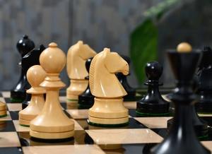 Pièces d'échecs de l'ère soviétique russe reproduites, en bois d'ébène et en bois de buis naturel, roi de 3,75 pouces au meilleur prix - Product Image 5