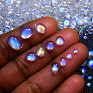 <b>Top</b> Quality <b>Rainbow</b> Moonstone Cabochon Mixed Shape Flat Back Moonstone Loose Gemstones Polished Loose All Sizes Available - Product Image 3