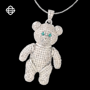 Colgante de oso de peluche personalizado, collar de moissanita de hip hop para hombres y mujeres, joyería ostentosa de Plata de Ley 925 - Product Image 5