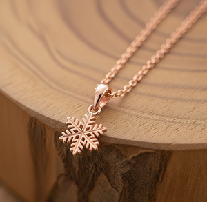 Vente chaude 925 Collier En Argent Sterling Vermeil Flocon De Neige Pendentif Or Rose Haute Chaîne Usage Quotidien Chaînes Fines Colliers Cadeau - Product Image 5