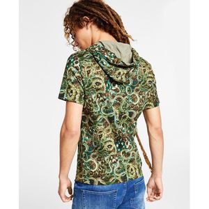 T-Shirt con Cappuccio da Uomo INC con Stampa Serpente Verde Taglia XS - 100% Cotone Tessuto Lavorato a Maglia Stampa a Sublimazione - Product Image 2