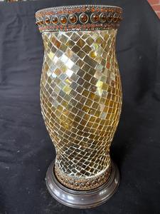 Tarros de cristal modernos para velas de Navidad con tapas metálicas transparentes ámbar, mosaico iridiscente personalizado, cera de abejas, 4oz 8oz, con tapa de madera - Product Image 5