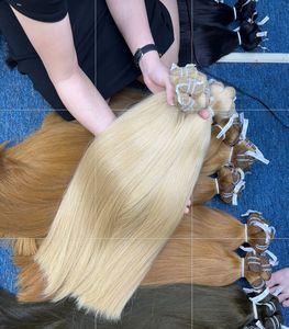 ผมต่อแบบ Remy สำหรับต่อ100% ผมดิบสีบลอนด์ผมตรงขอบชิดหนังสไตล์ธรรมชาติ - Product Image 4