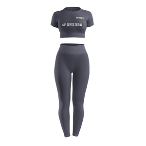 Heat Transfer Printing Casual Elastic Waist <b>Women's</b> Fitness Uniform <b>Crop</b> Top <b>Leggings</b> Set Customized logo Performance Teamwear - Product Image 1