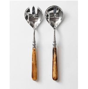 Servidor de ensalada de Metal a precio asequible, juego de cuchara y tenedor con mango de hueso para el hogar y el servidor de ensalada de mesa de boda - Product Image 2