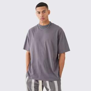 T-shirt Homme Oversize en Coton Uni, Grammage Lourd, Impression 3D en Relief Personnalisée, Épaules Tombantes, Haute Qualité 2026 - Product Image 1