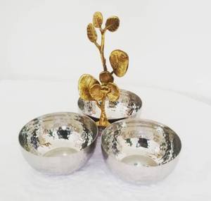 Ensemble de 3 bols de service uniques pour la maison, l'hôtel et le restaurant, bols de service et de présentation, finition argentée, bols de service en métal de forme ronde - Product Image 6