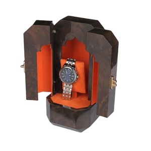 Boîte à montre carrée en bois élégante et luxueuse faite à la main, intérieur en MDF, étui de rangement avec des caractéristiques uniques - Product Image 3