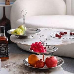 Plateau de service à 2 niveaux en métal pour fruits, desserts, collations, table à manger, décoration de la maison, cadeau, hôtel, restaurant, ensemble de présentation, grandes tailles - Product Image 5