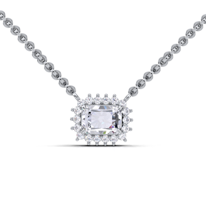 Pendentif halo en diamant de laboratoire certifié IGI, taille radiant, en or blanc/jaune et rose 14 carats, design carré élégant - Product Image 5