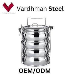 Boîte Tiffin à 4 compartiments en acier inoxydable à prix réaliste Style Belly Lunch Bento Box School Occasions Cadeaux 7x4 de qualité alimentaire - Product Image 4