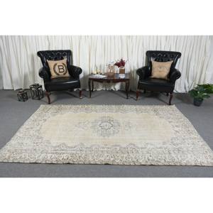 Alfombra turca clásica Vintage Beige 5,3X8,7 pies Respaldo de látex de lana Rectangular Patchwork abstracto para grandes áreas Alfombra de habitación - Product Image 3