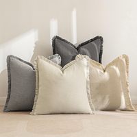 Style Boho 100% coton tissé housses de coussin carré luxe brodé solide motif maison décorative laine taie d'oreiller bas prix