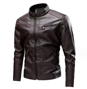 Nouveau décontracté haute rue veste en cuir hommes automne hiver moto motard Style PU cuir avec col montant et poches - Product Image 6