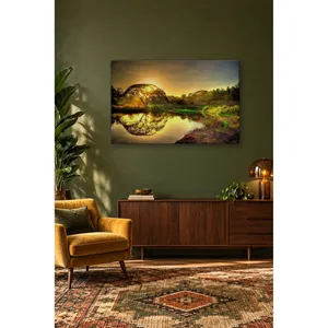 Impresión en Lienzo de Fida Golden Sunrise: Acacia con Reflejos en el Lago - Product Image 2