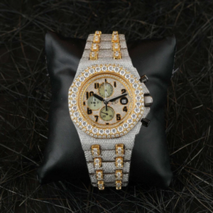 Reloj de Negocios de Acero Inoxidable con Moissanita y Cuarzo para Hombre, Completamente Engastado con Diamantes de Imitación VVS, Reloj para Uso Diario - Product Image 1