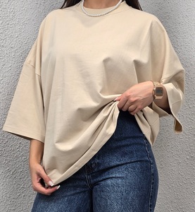 100% T-shirts surdimensionnés de qualité supérieure pour unisexe 220 grammes solide personnalisé broderie impression Logo séjour confortable OEM & ODM - Product Image 4