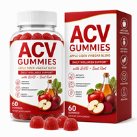 Gummies véganes au vinaigre de cidre de pomme 500mg ACV, sels de BHB, racine de betterave, grenade, vitamine B12, sans sucre, à base de pectine