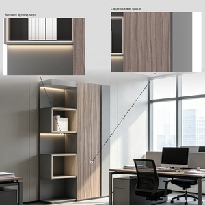 Armadio <span class=keywords><strong>da</strong></span> <span class=keywords><strong>Ufficio</strong></span> Modulare Sostenibile Moderno Grigio, Estetica Minimalista Calda, Armadio <span class=keywords><strong>da</strong></span> <span class=keywords><strong>Ufficio</strong></span> Moderno in Legno Grigio con LED - Product Image 4