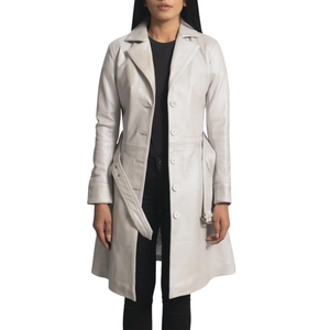 Abrigo Largo de Cuero para Mujer, Abrigo Largo de Cuero Genuino con Ribete de Piel de Lujo y Cuello de Piel para Mujer, Alta Calidad - Product Image 5