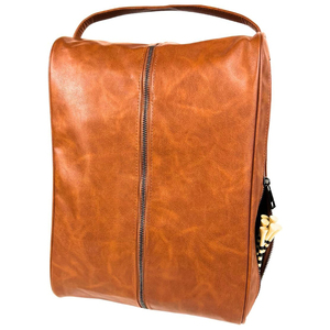 Sac à chaussures de golf personnalisé avec logo, ventilation et poche latérale pour hommes et femmes, en cuir PU, fermetures éclair métalliques durables de qualité supérieure - Product Image 1