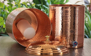 100% distributeur d'eau en cuivre pur et fait à la main robinet d'eau en cuivre martelé réservoir d'eau 11 L Matki pour ayurvédique - Product Image 4