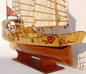 เรือไม้ดรากอนสีแดงเรือจำลองขนาดใหญ่สไตล์การเดินเรือเรือเก่างานฝีมือ - Product Image 1