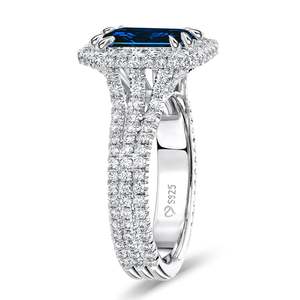 Jeulia Captivating Brilliance <b>Emerald</b> Cut Halo <b>Ring</b> Rose Gold Plated Sterling <b>Silver</b> Anniversary Fashion <b>Ring</b> - Product Image 2