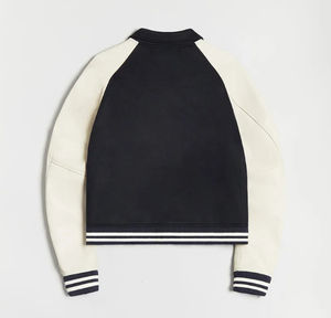 Vente en gros de streetwear veste universitaire personnalisée Letterman de baseball à manches en cuir pour hommes veste boutonnée décontractée veste de travail tissée - Product Image 4