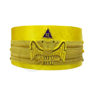 Sombrero Ceremonial del Rito Escocés de 32.º Grado, Rojo Dorado, Bordado a Mano, Calidad Premium - Product Image 5