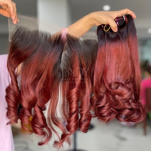 Paquetes de color ondulado resaltado de cabello crudo de alta calidad con frontal y paquetes para hacer pelucas - Product Image 4