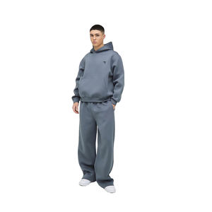 Sudadera con capucha de invierno para hombre y pantalones para correr, conjunto de chándal, jersey de dos piezas con forro polar grueso y bolsillo de canguro - Product Image 5