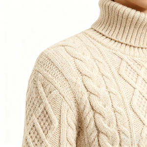 <b>Men's</b> Padded Knit <b>Turtleneck</b> <b>Sweater</b> Loose Bottom Fall/Winter Wool/Polyester Solid Woven Breathable Anti-Shrink - Product Image 2