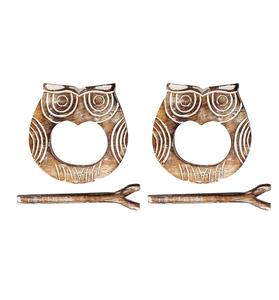 ผ้าม่านไม้ Tieback ชุด 2 นกฮูกรูป Vintage ผ้าม่านชนบท Holdback แบบดั้งเดิมหน้าต่างตกแต่งผู้ถือ - Product Image 1