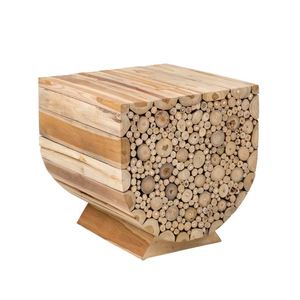 Table d'appoint en bois massif marron industrielle à côté du canapé table vase décorative pour meubles de maison salon chambre bureau décoration - Product Image 5