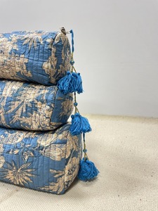 Grand étui à fermeture éclair en coton écologique imprimé à la main pour sac de maquillage accessoire de voyage - Product Image 2