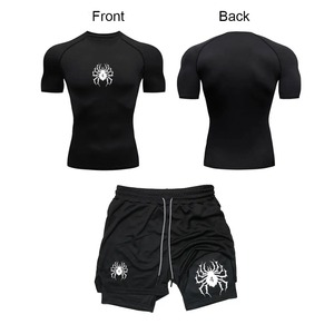 Conjunto de rendimiento 2 en 1 Camiseta y pantalones cortos impresos por sublimación 3D de algodón transpirable para hombres Estilo de verano personalizado - Product Image 6