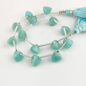 Cuentas facetadas de amazonita de 7-8 mm en forma de trillón, grado AAA natural, para la fabricación de joyas, 14 cuentas, 8 pulgadas - Product Image 2