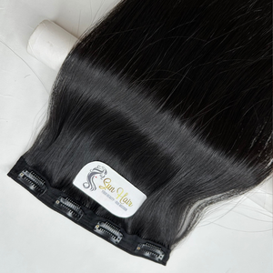 Sun Company Extensions de luxe vietnamiennes Remy droites naturelles noires Clip-In Machine Double trame Super Double cuticule dessinée - Product Image 1